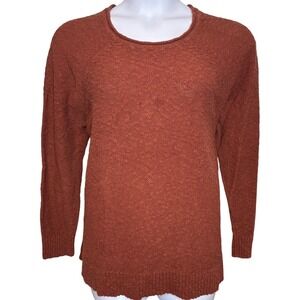 LL Bean Womens Rust Orange‎ Cotton Textured Knit Pullover Sweater Size 2X